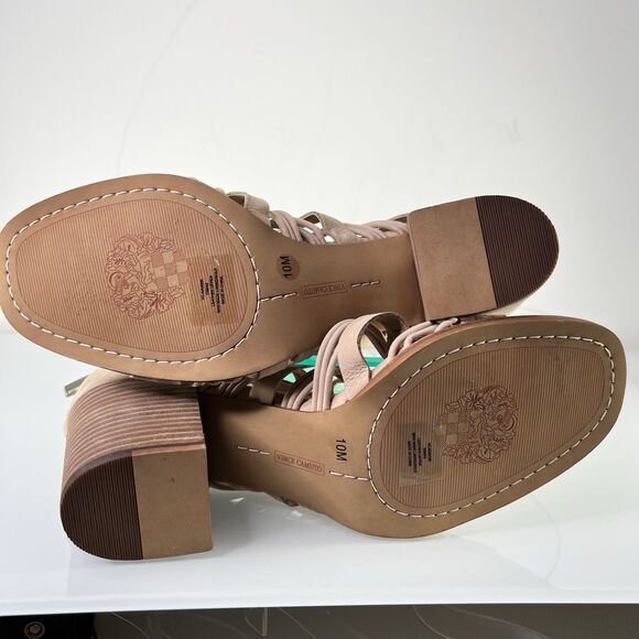 Vince Camuto Kaiann Heel Sandal Nude Suede Leather Lace Up Block Heel - Picture 7 of 9